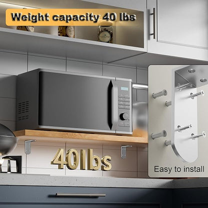 Alise 4Pcs Shelf Brackets,Stainless Steel Floating Shelf Brackets Corner Brackets,L Brackets for Shelves,90 Degree Angle Bracket, Heavy Duty Shelf Brackets for Wood Furniture (Brushed, 3.94X3.94 in)