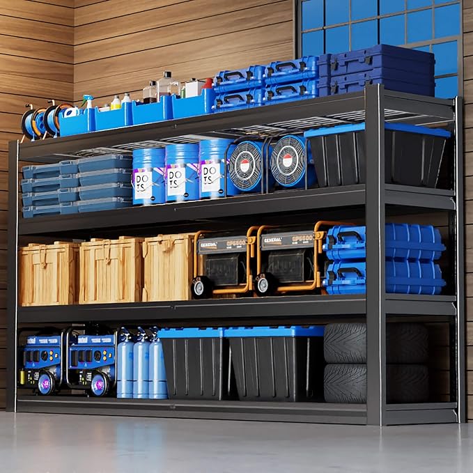 67" W Garage Shelving Heavy Duty, 4 Tier Garage Shelves, 68" H Adjustable Storage Shelving Unit, Commercial Metal Shelves for Warehouse, Basement, Shop, 67" W x 20" D x 68" H