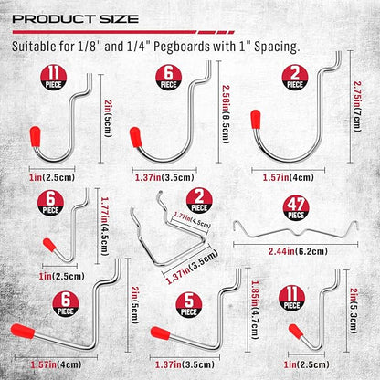 Ultimate 121-Piece Pegboard Hooks Set, Pegboard Accessories with Metal Hooks, Durable Peg Board Organizer Accessories, Pegboard Bins, Peg Board Tool Utility Hooks