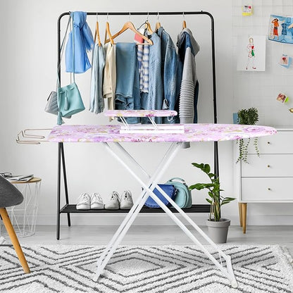 Foldable Ironing Board 43" x 13", Height Adjustable Iron Board with Heat Resistant Cover & Iron Rest, 43" Long Ironing Board with Sleeve Board, for Laundry Room