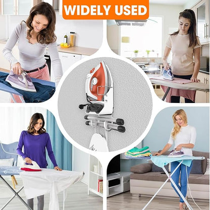 Wall Mount Iron,Ironing Board Hanger for Household Bathroom and Laundry Room, Electric Iron Holder with Hook-for Max 5.4" (White)
