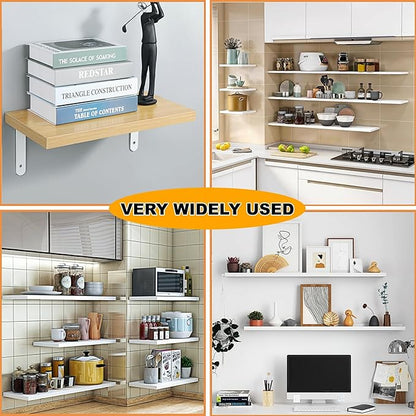 Alise 12 Pack Floating Shelf Brackets,White Heavy Duty L Bracket Corner Brace,Stainless Steel Corner Brackets,Joint Angle Brackets for Hanging Support,Shelves Support DIY (5 x 3 Inch)