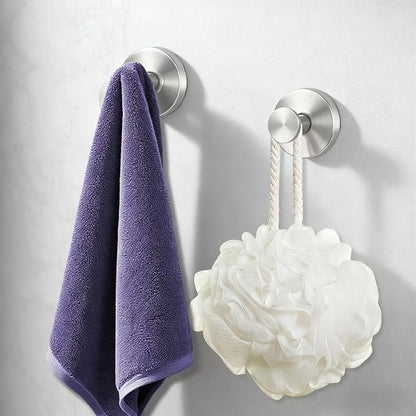 Suction Cup Hooks for Shower, Bathroom,Glass Windows,Tile – Towel, Loofah, No-Drill Wreath Hanger for Front Door Waterproof Hook Hold,Silver 4packs