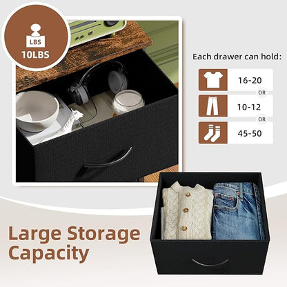 Somdot Tall Dresser for Bedroom, Chest of Drawers Storage Organizer, Non-Woven Fabric Drawers, Closet Bedside Living Room Entryway Hallway, 11.8"D x 16.5"W x 45.1"H (5 Drawers) Black Rustic Brown, 1
