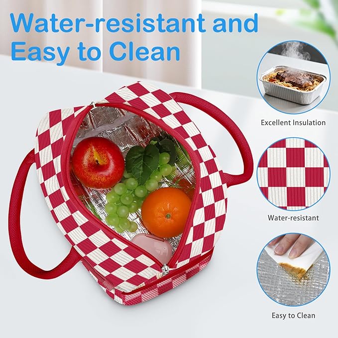 DALINDA Corduroy Lunch Bag Lunch Box for Women Men,Cute Insulated LunchBags,Water-Resistant Cooler Lunch Tote Bag, Reusable LunchBox Large Capacity for Work Travel Picnic