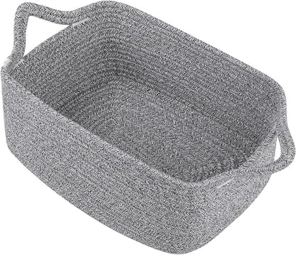 OIAHOMY Woven Basket, Gift Basket Empty with Gift Bags and Ribbons, Rope Baskets for Baby Showers, Storage Baskets with Handles for Nursery, Pet Toy Organizer - Grey