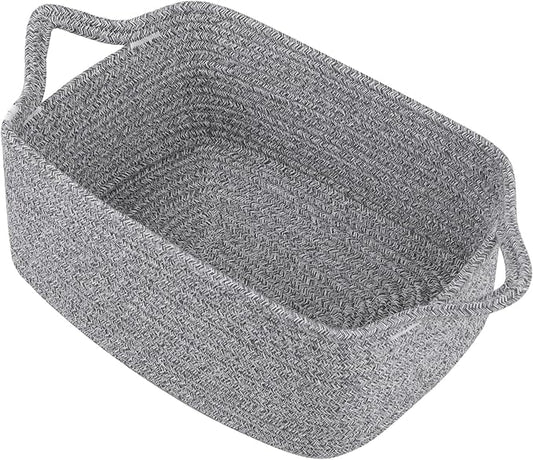 OIAHOMY Woven Basket, Gift Basket Empty with Gift Bags and Ribbons, Rope Baskets for Baby Showers, Storage Baskets with Handles for Nursery, Pet Toy Organizer - Grey