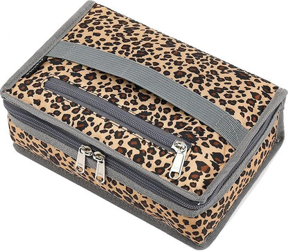 FlowFly Small Insulated Lunch box Portable Soft Bag Mini Cooler Thermal Meal Tote Kit with Handle for Work & School, Leopard