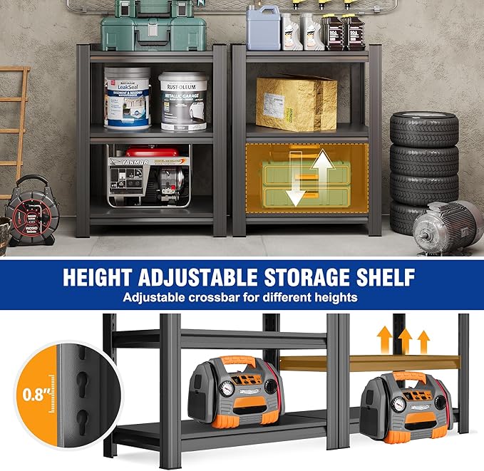 Garage Shelving Heavy Duty Adjustable Storage Shelves Unit,Metal Utility Rack Shelf for Industries, Warehouses, Basement (3-Tier 31.5" Hx23.6 Wx13.8 D)