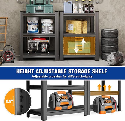 Garage Shelving Heavy Duty Adjustable Storage Shelves Unit,Metal Utility Rack Shelf for Industries, Warehouses, Basement (3-Tier 31.5" Hx23.6 Wx13.8 D)