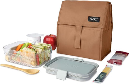 PackIt® Freezable Lunch Bag, Almond, Built with EcoFreeze® Technology, Foldable, Reusable, Zip and Fold Closure with Buckle Handle, Designed for Work Lunches and Fresh Lunch On the Go