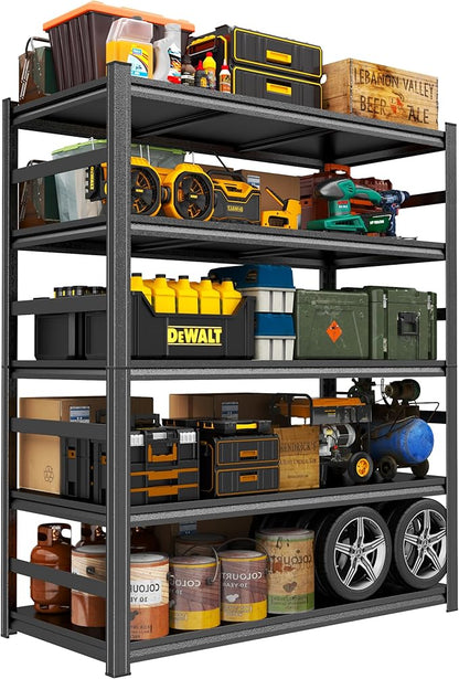 Metal Garage Shelving Unit, Heavy Duty Adjustable Storage Shelves, Steel Shelving, 3000 lbs Capacity, Industrial Shelves for Heavy Tools and Equipment, 5Tier-47.2" Wx 23.6" Dx 87.9" H