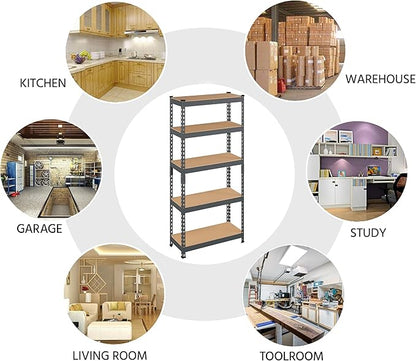 Topeakmart 5-Tier Utility Shelves, Metal Storage Shelves, Adjustable Shelving Units, Boltless Assembly, Garage Shelves Shed Shelving for Warehouse Garage Shed Basement- Dark Gray, 27.5 x 12x 60 Inch
