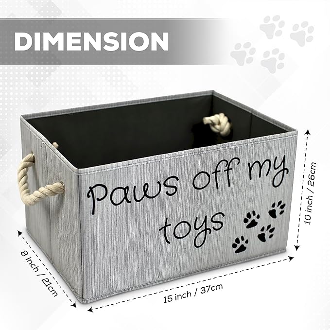 Storage Bin for Dog Toys | Medium size dog toy storage | Dog Toy Organizer for Chew Toys, Balls, and More | Toy Storage Bins for Dogs | Permanent Ink printed lettering