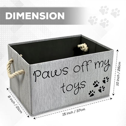 Storage Bin for Dog Toys | Medium size dog toy storage | Dog Toy Organizer for Chew Toys, Balls, and More | Toy Storage Bins for Dogs | Permanent Ink printed lettering