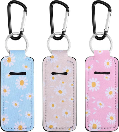 Pengxiaomei 3 Pcs Chapsticks Holder Keychain for Lipstick, Stocking Stuffers for Teen Girls Women Small Christmas Gifts