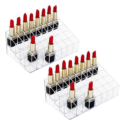 HBlife 2Pack Lipstick Holder, 40 Spaces Clear Acrylic Lipstick Organizer Display Stand for Cosmetic Makeup Organizer