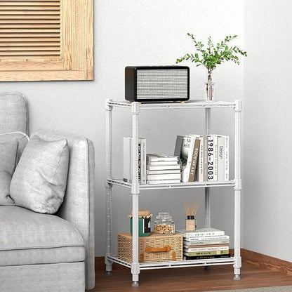 450 lbs Wire Storage Shelving 3-Tier Utility Shelving Unit Steel Organizer Wire Rack for Home,Kitchen,Office,White (11.8" D x 17.7" W x 26.4" H)