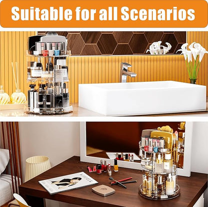 Yieach 360 Rotating Makeup Organizer for Vanity,Clear Spinning organizer and Make up organizers for Counter,Adjustable Lazy Susan Bathroom Organizer for Beauty Product and Skin Care Storage Carousel