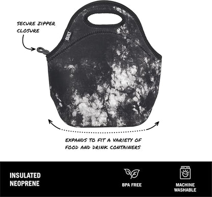 Built Gourmet Getaway Neoprene Lunch Bag - Insulated, Reusable, & Machine-Washable Lunch Tote for Hot and Cold Food Storage, Lightweight & Reusable - One Size (Nightfall Tie Dye)