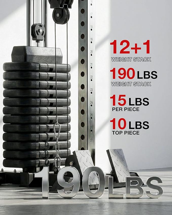 Mikolo Wall Mount Cable Station, Cable Crossover Machine with Dual Pulley System and 18 Adjustable Positions for Home Gym Fitness Equipment