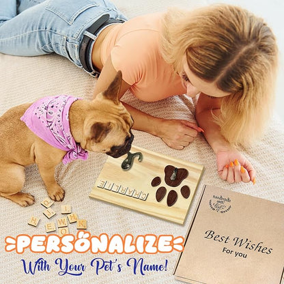 Dog Leash Holder Wall Mount, Pet Harness Hanger with Scrabble Letters, Dog Collar Organizer for Entryway, Cat Leash Key Holder for Wall, Pet Memorial Loss Gifts, Keepsake, Home Decor PF218-N