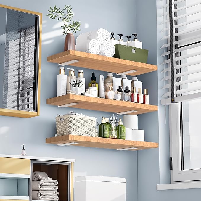 Goovilla Shelf Brackets, Heavy Duty Floating Shelf Bracket 6 Inch for 2×4” Wood Stud, 4 Pack L Brackets for Shelves, White Metal Wall Shelving Brackets, Shelf Support Brackets, 160 lb. Load Capacity