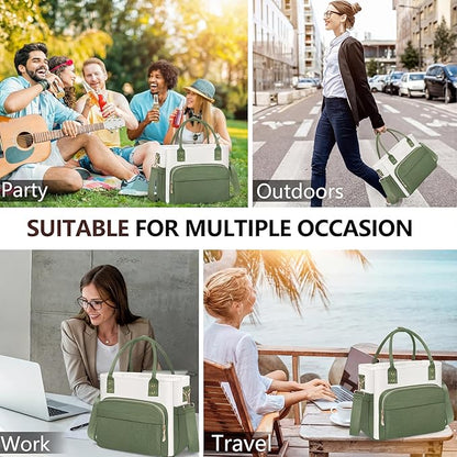 MIYCOO Lunch Bag Lunch Box Women - Leakproof Insulated Lunch Cooler Bag for Women - Large Lunch Tote Bags Adults, Green White
