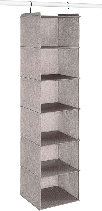 Whitmor Hanging Accessory Shelves - 6 Section Closet Organizer - Light Grey