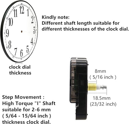 TIKROUND 12888 Quartz DIY Wall Clock Movement Mechanism Battery Operated DIY Repair Parts Replacement with 4 Sets Hands Total Shaft Length 23/32 inch .…