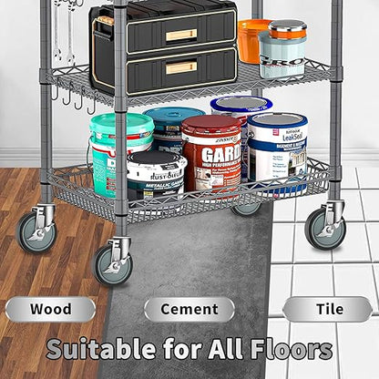 5 inches Stem Casters for Wire Shelving Racks, Heavy Duty Wheels with Brake Set of 4 Swivel Casters Scaffolding Wheel Replacement (.864" x 2-3/16")