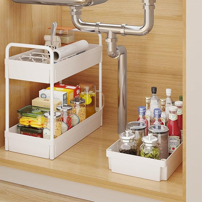 Buzowruil Rolling Storage Cart 3 Tier Organizer Mobile Shelving Unit Storage Rolling Utility Cart with Wheels for Kitchen Bathroom Laundry,White
