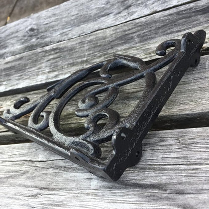 4 Pack Heavy Duty Wall Shelf Bracket, Antique Style Cast Iron Brackets, Garden Braces Rustic Shelf Bracket Black, Hardware Included