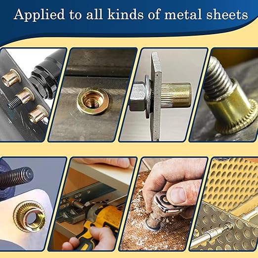 160Pcs M5 Rivet Nuts, Metric Zinc Plated Finish Carbon Steel Flat Head Threaded Insert Nutsert Kit