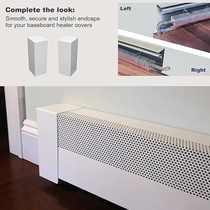 Baseboarders Basic Series Galvanized Steel Right End Cap for Baseboard Heater Covers, White, Rust-Resistant & Easy to Install