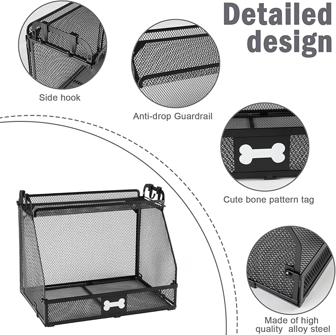 Large Metal Dog Toy Basket, Multifunctional Basket for Dog Toys Storage Organizer, Treats, Collars, Can Hold Leashes, Living Room Storage Box Bin for Dogs Supplies– Durable & Chewproof