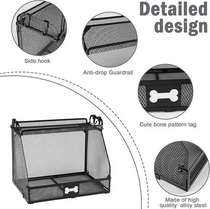 Large Metal Dog Toy Basket, Multifunctional Basket for Dog Toys Storage Organizer, Treats, Collars, Can Hold Leashes, Living Room Storage Box Bin for Dogs Supplies– Durable & Chewproof