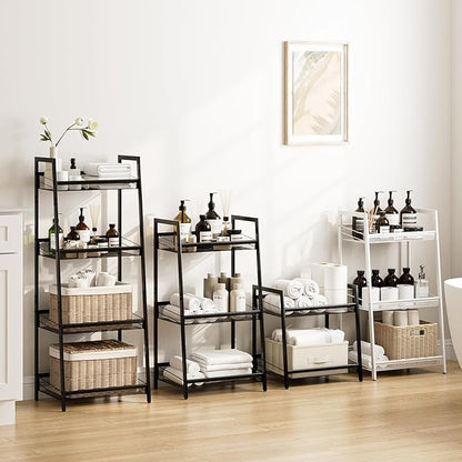 Masupu 2 Tier Bathroom Shelf, Bathroom Organizer and Storage for Small Space, Free-Standing Metal Rack Shelves Waterproof for Kitchen, Bathroom, Laundry, Toilet, Black
