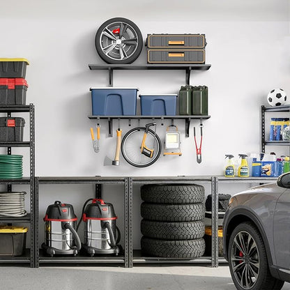 2-Pack 1x4ft Heavy Duty Garage Shelving, 1' x 4' Garage Wall Shelving Wall Mounted (2pack-1x4ft)