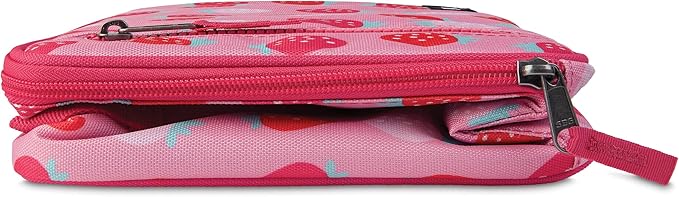 PackItFreezable Classic Lunch Box, Sweet Strawberry, Built with EcoFreezeTechnology,Collapsible, Reusable, Zip Closure With Zip Front Pocket and Buckle Handle, Designed for Fresh Lunch On the Go