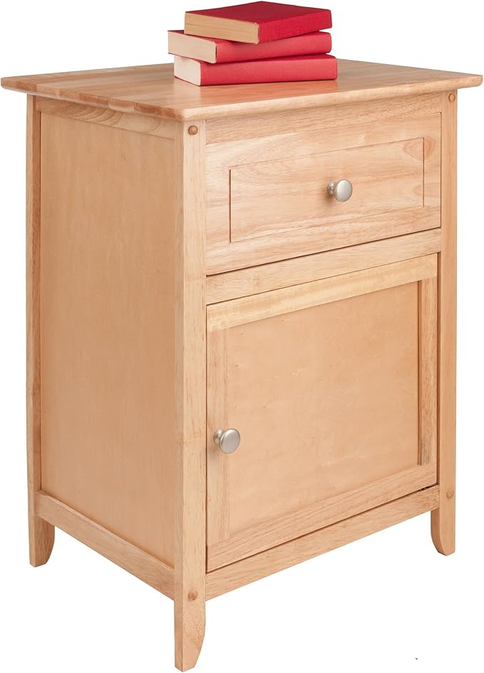 Winsome 25 x 18.9 x 14.96-Inch Composite Wood End/Night Table with Satine Nickel Knob, Natural (81115)