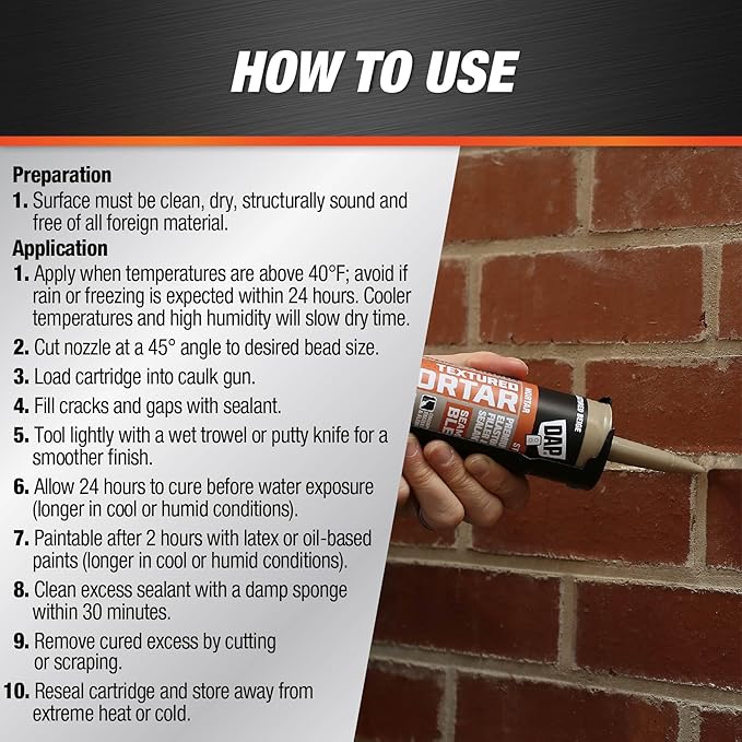 DAP Textured Mortar Premium Elastomeric Latex Filler & Sealant, Beige, 10.1 Oz (7079810081)