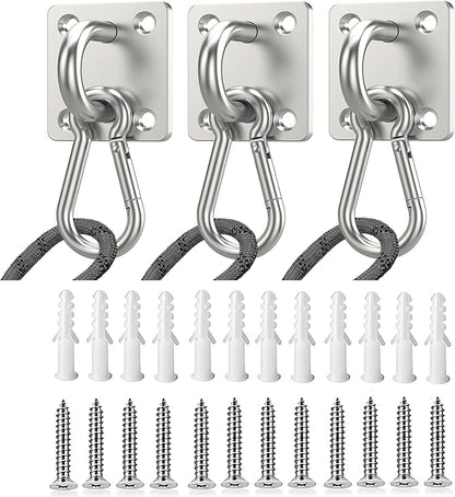 Dog Tie Out Mounted Wall Hook with Clip - Secure Dog Leash Parking Indoor&Outdoor, Stainless Steel Practical Lead Management for Dogs Up to 500lbs (3pcs for 500lbs, for 500lbs)