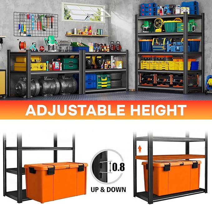 Metal Garage Shelving, 6-Tier 82" H x 39.4" W x 15.7" D Extra Tall Heavy Duty Storage Shelves Unit, Adjustable, Rust-Resistant Utility Rack for Warehouse, Basement, Pantry
