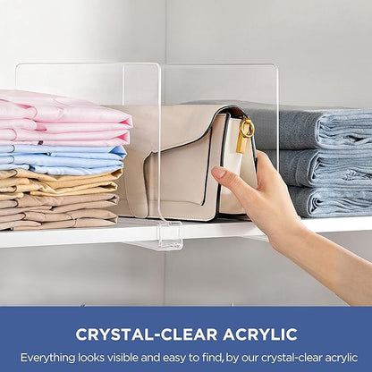HBlife 36 Pack Clear Shelf Dividers, Vertical Purse Organizer for Closet Perfect for Sweater, Shirts, Handbags in Bedroom and Kitchen, Adjustable Acrylic Bookshelf for Organization