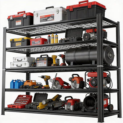 Metal Wire Garage Shelving Unit, Heavy Duty Adjustable Storage Shelves, Steel Shelving, 3000 lbs Capacity, Industrial Shelves for Heavy Tools and Equipment, 5Tier-47.2" Wx 23.6" Dx 71.2" H