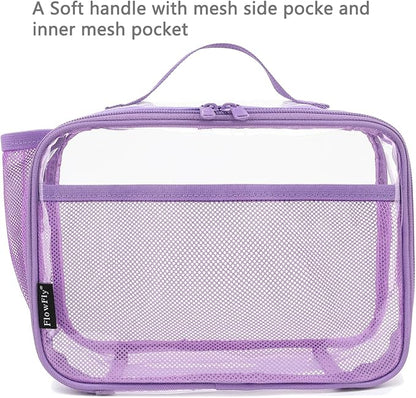 FlowFly Kids Lunch box Insulated Soft Bag Mini Cooler Back to School Thermal Meal Tote Kit for Girls, Boys,ClearPurple