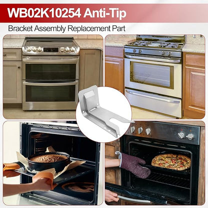 WB02K10254 Range Oven Anti-Tip Bracket for GE Stove/Ovens Range, Floor or Wall Mount Anti Tip Bracket WB02K10020, CGS975SED1SS C2S980SEM5SS JGB281SER6SS (2 Set)