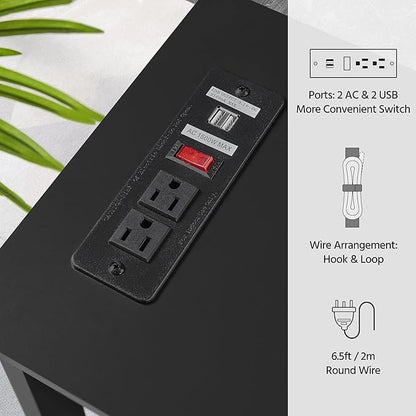 Yaheetech 2 Pack Narrow Console Table with Power Outlets, 40 Inches Entryway Table, Wood Sofa Table with Storage Shelves, Side Table, Display Table, for Hallway, Bedroom, Living Room, Foyer, Black