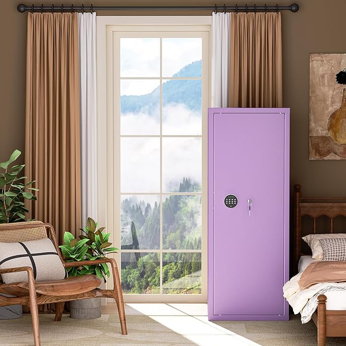 INTERGREAT Purple Gun safes,Rifle Safe,Gun Safes for Home Rifle and Pistols, Long Gun Safe for Rifle Shotgun for Home,Quick Access Rifle Safes,Adjustable Shelves, Easy Assemble (8-12 guns)